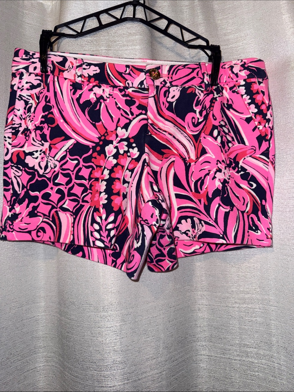 Lilly Pulitzer Pink & Navy Floral Stretch Cotton Shorts